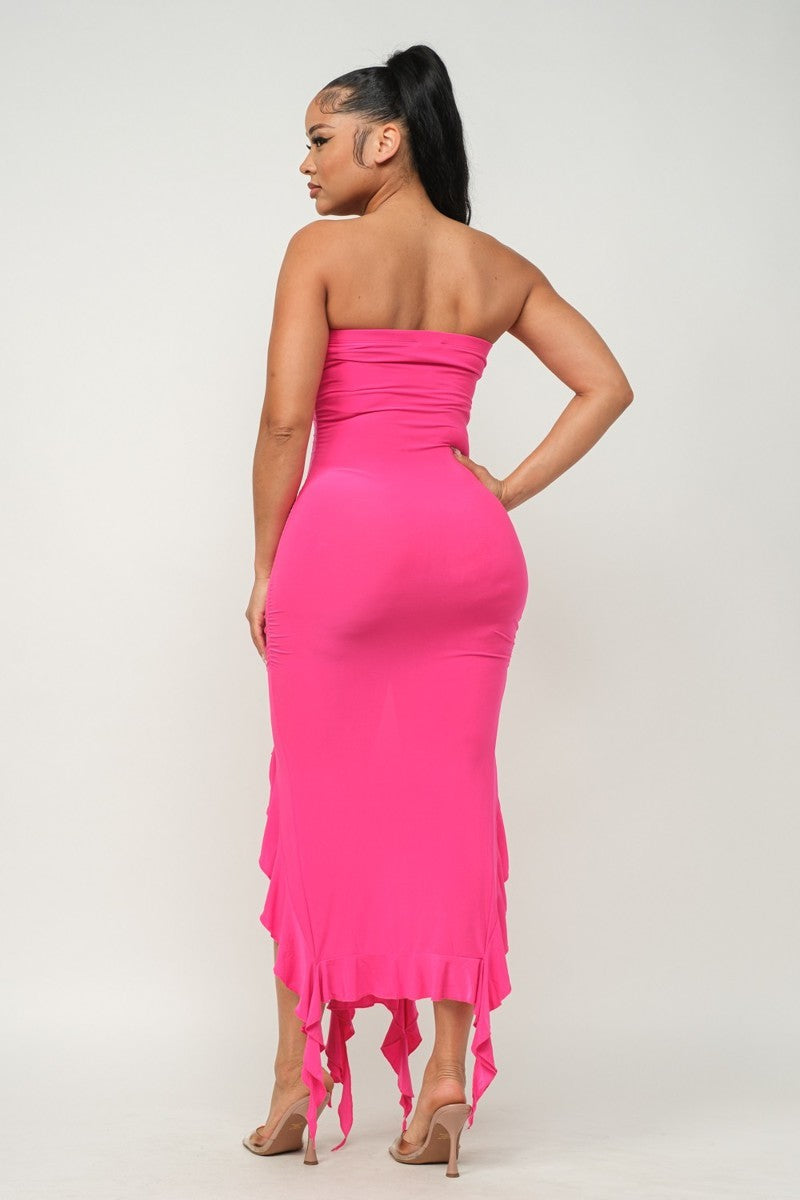 bottom ruffle maxi dress