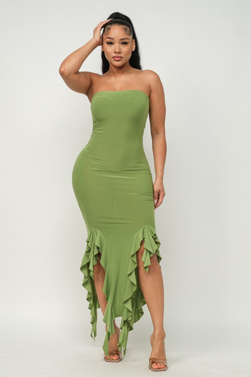 bottom ruffle maxi dress