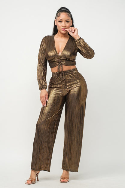 Foil Top & Pants Set