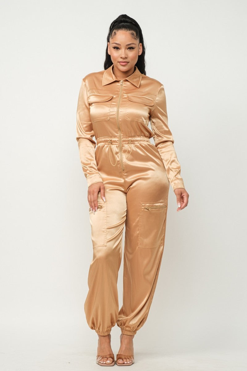 front zipper jumpsuit