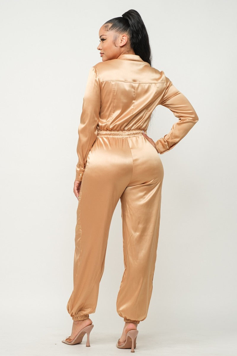 front zipper jumpsuit