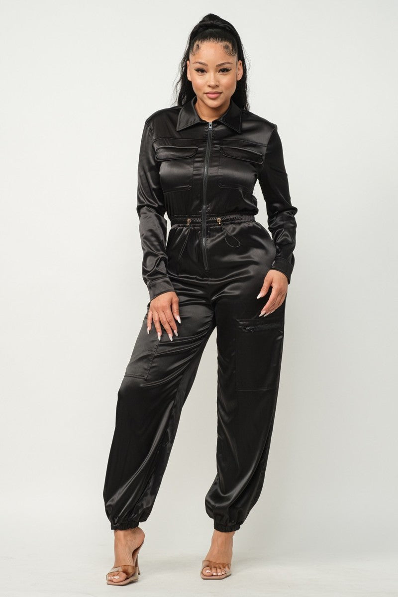 front zipper jumpsuit