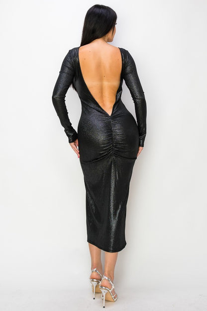 Metallic Backless Dress