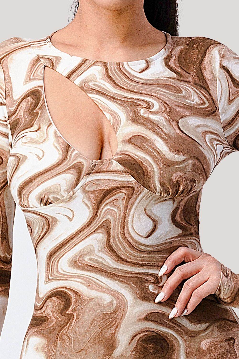 marble detail mini dress