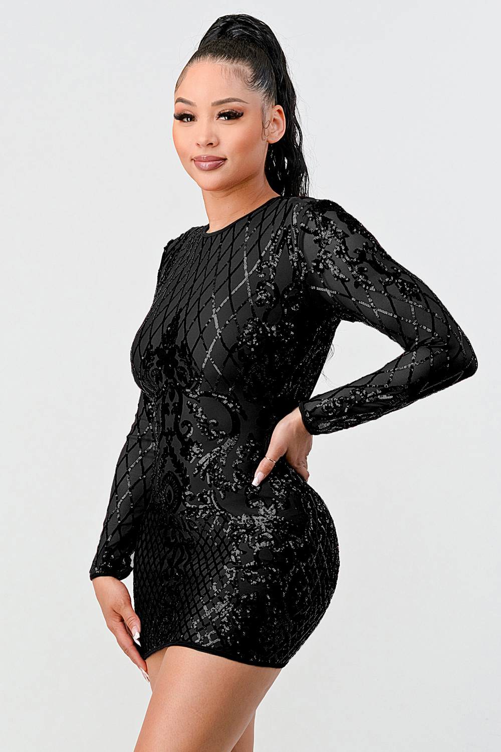 lux sequins bodycon dress