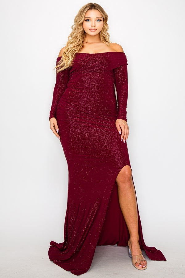 off shoulder maxi dress