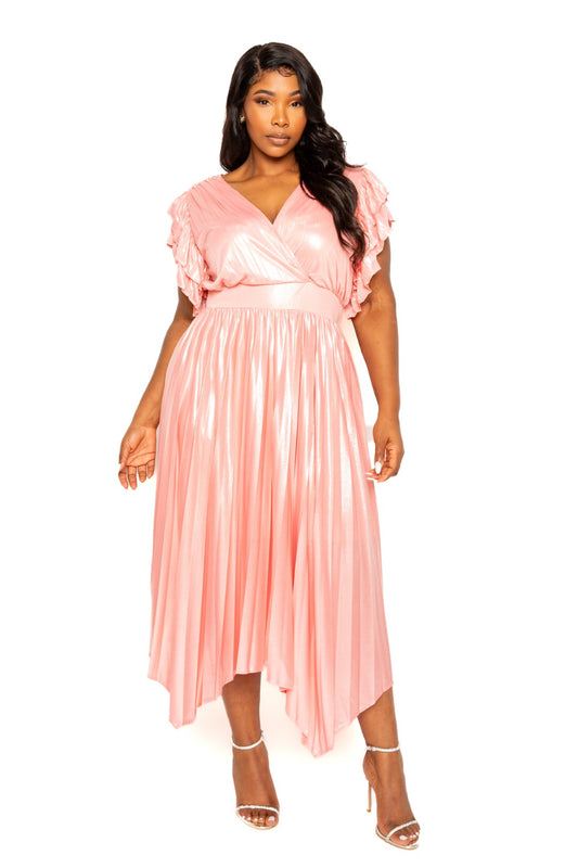 Pleated Sleeve Dress