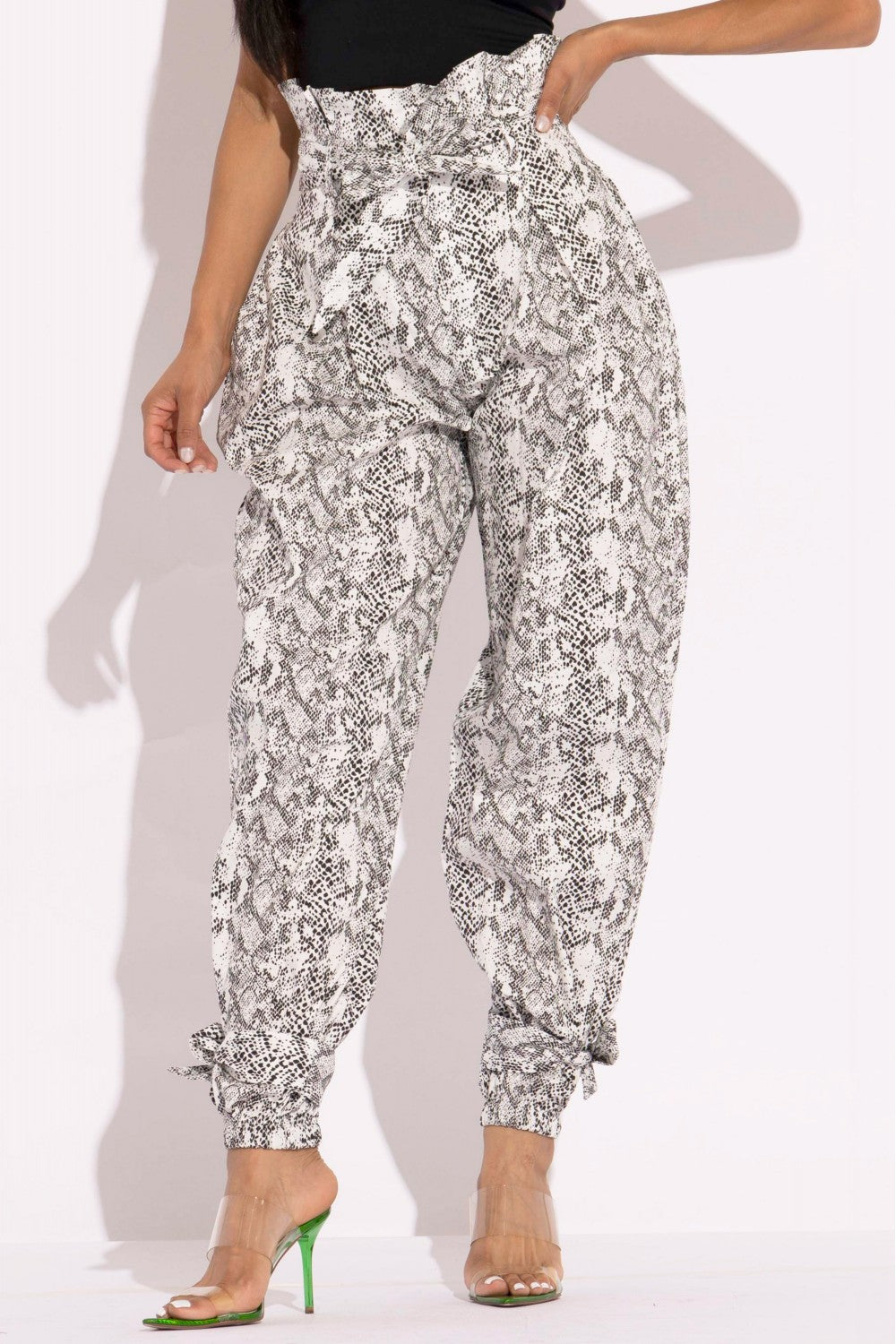 snake skin printed cargo pants