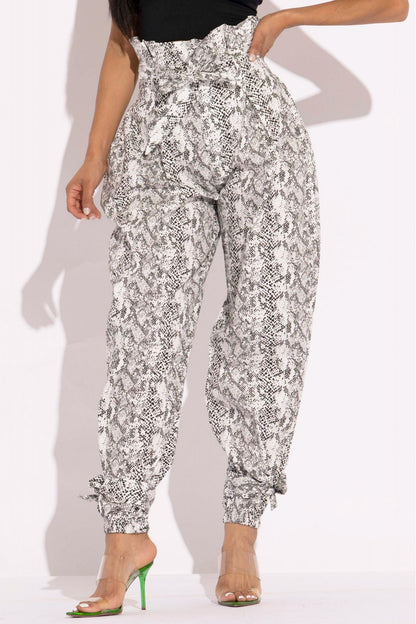 Snake Skin Printed Cargo Pants