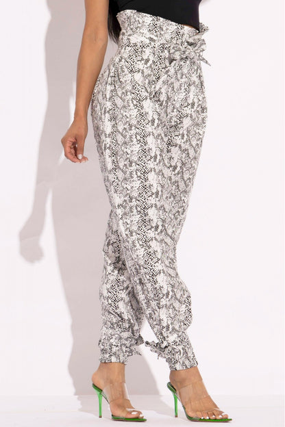 Snake Skin Printed Cargo Pants