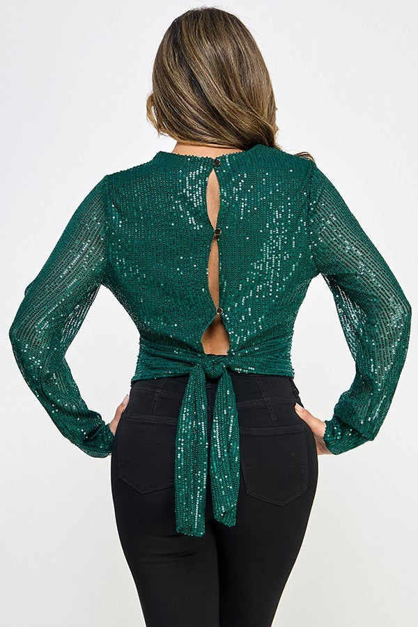 sequin long sleeve top