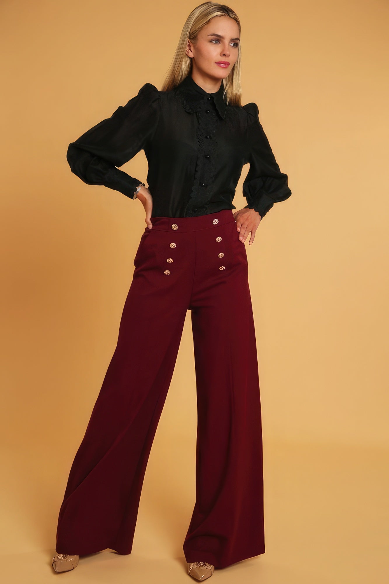 wide leg waist pants