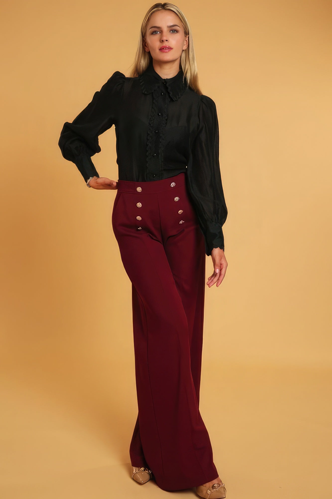 wide leg waist pants