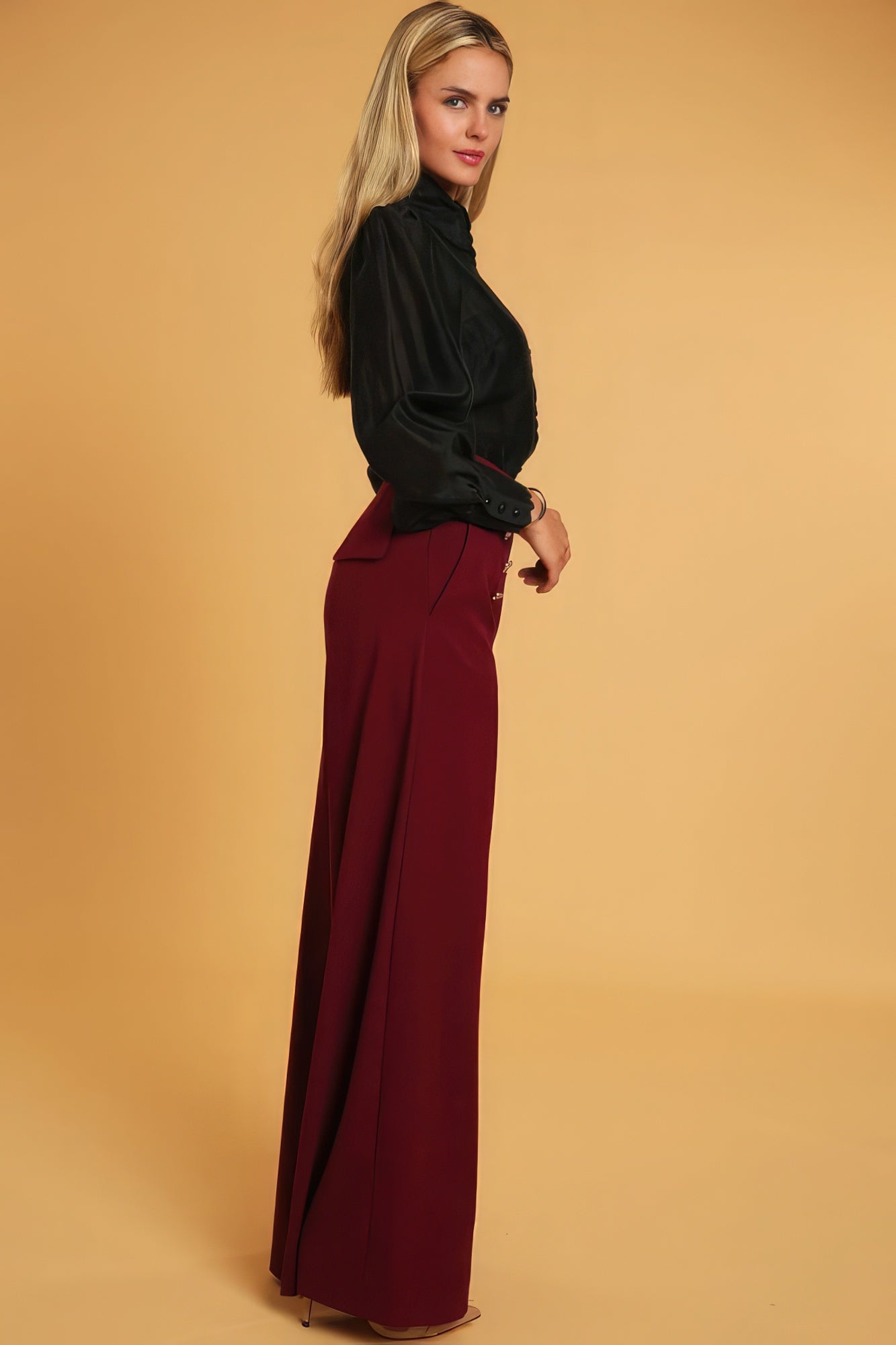 wide leg waist pants