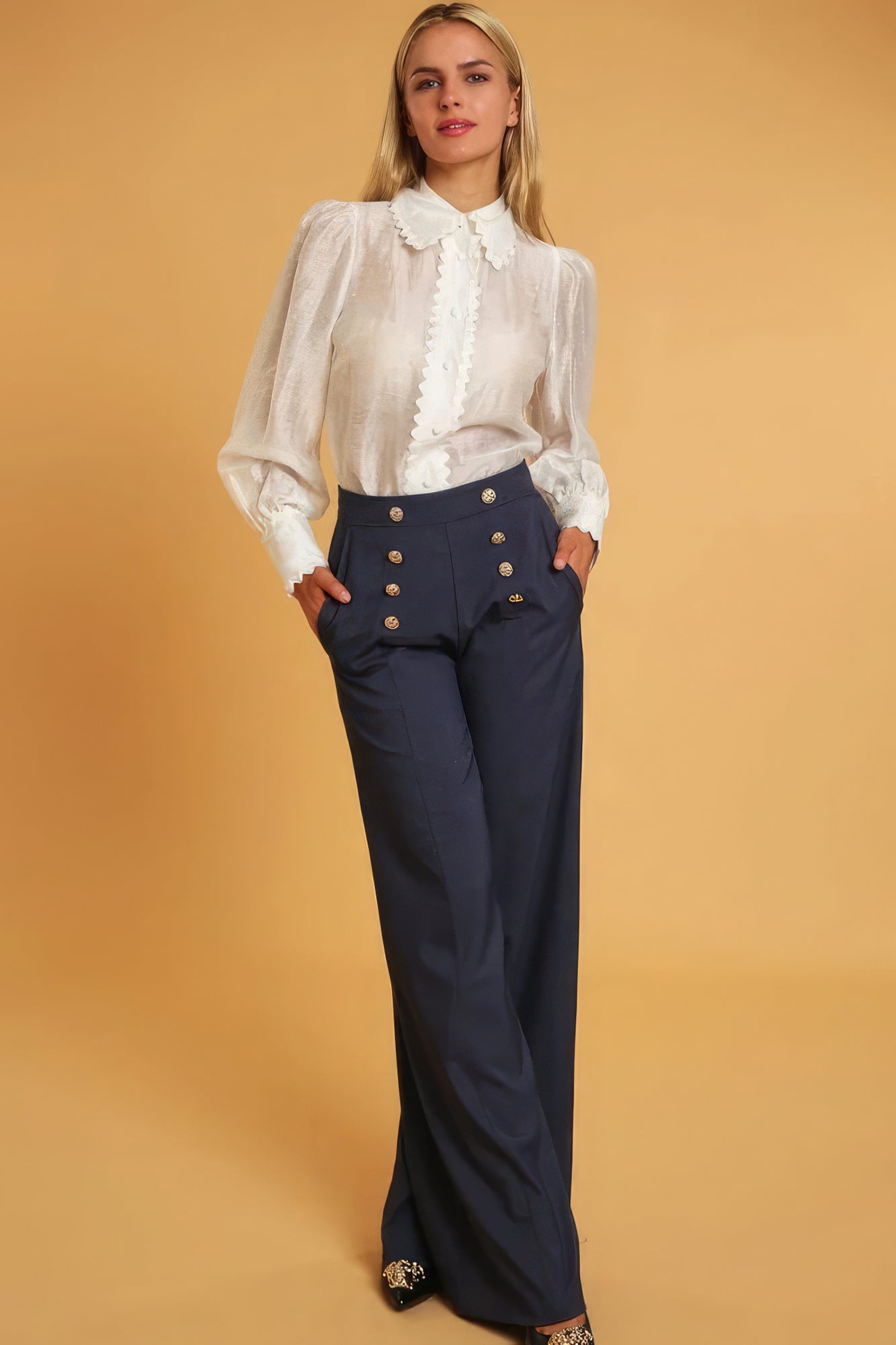 wide leg waist pants