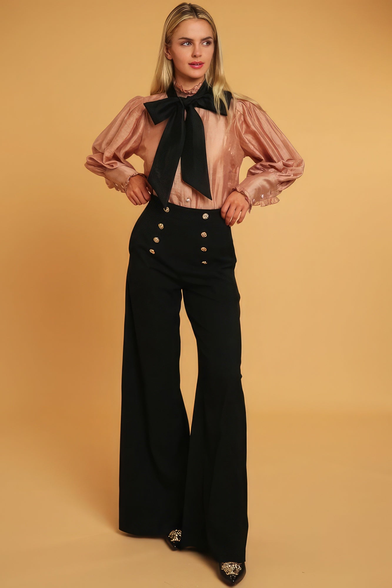 wide leg waist pants