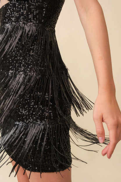 Fringe Sequin Party Dress