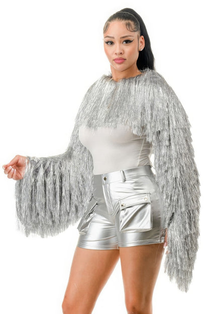 Metallic Fringe Bolero