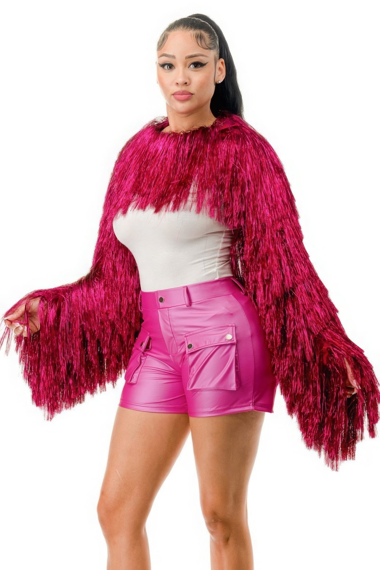 metallic fringe bolero