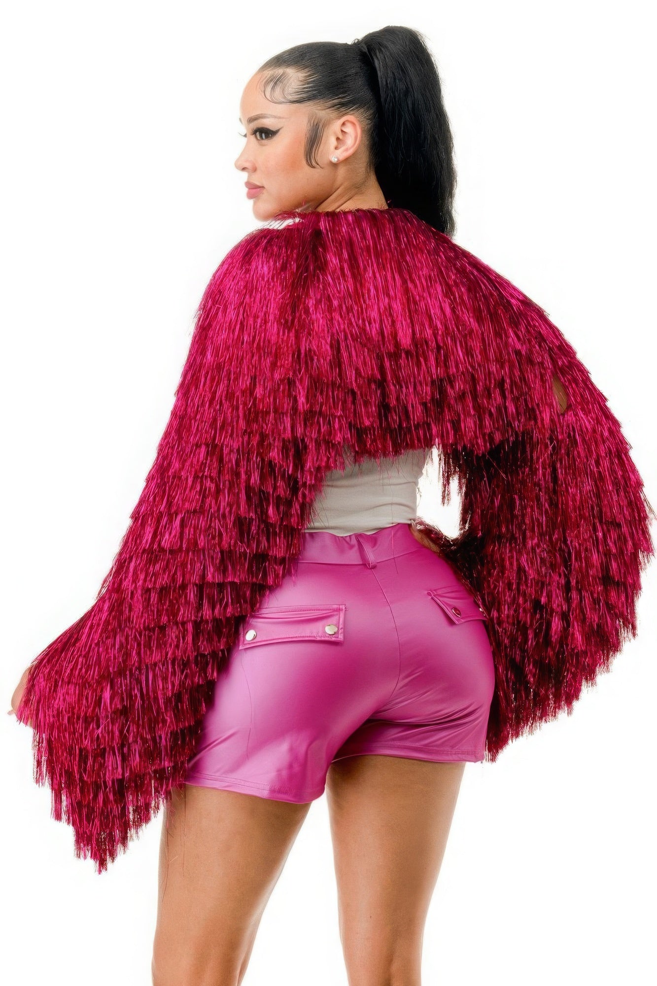 metallic fringe bolero