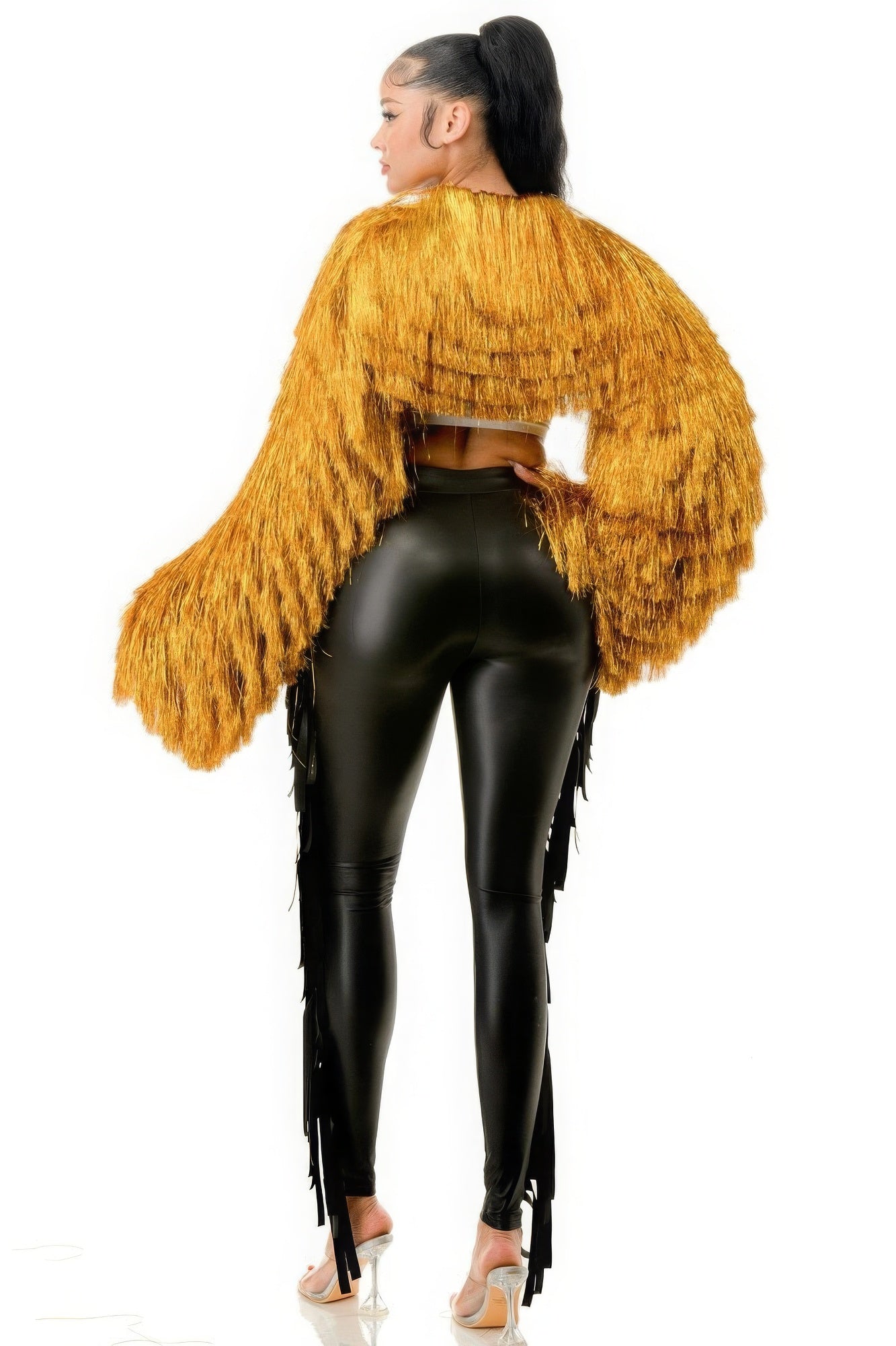 metallic fringe bolero