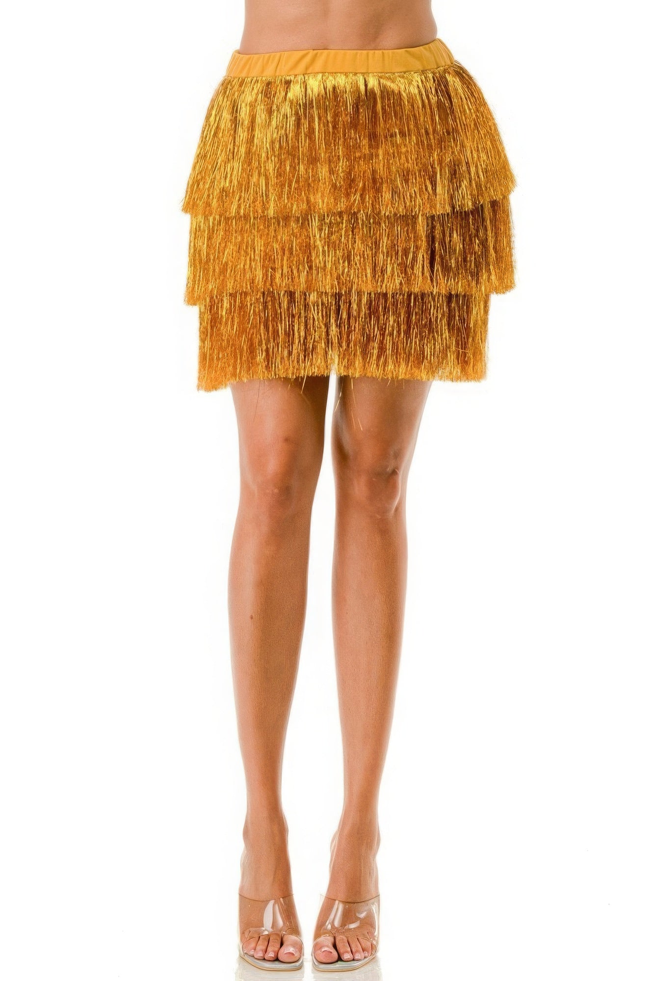 metallic fringe skirt