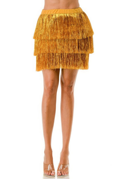 Metallic Fringe Skirt