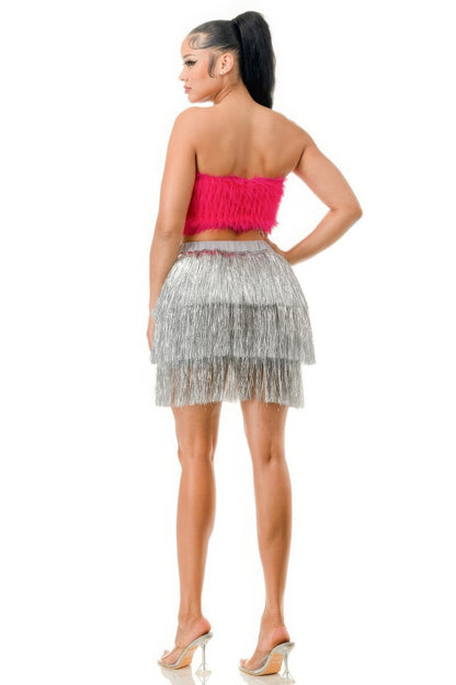 Metallic Fringe Skirt