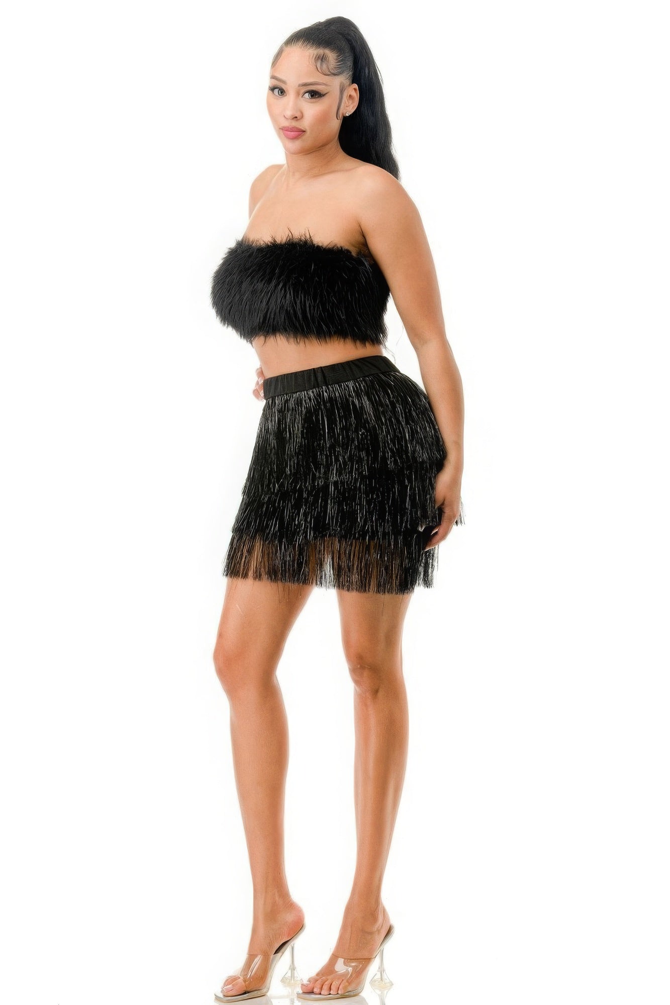 metallic fringe skirt