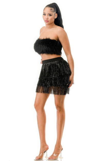 Metallic Fringe Skirt