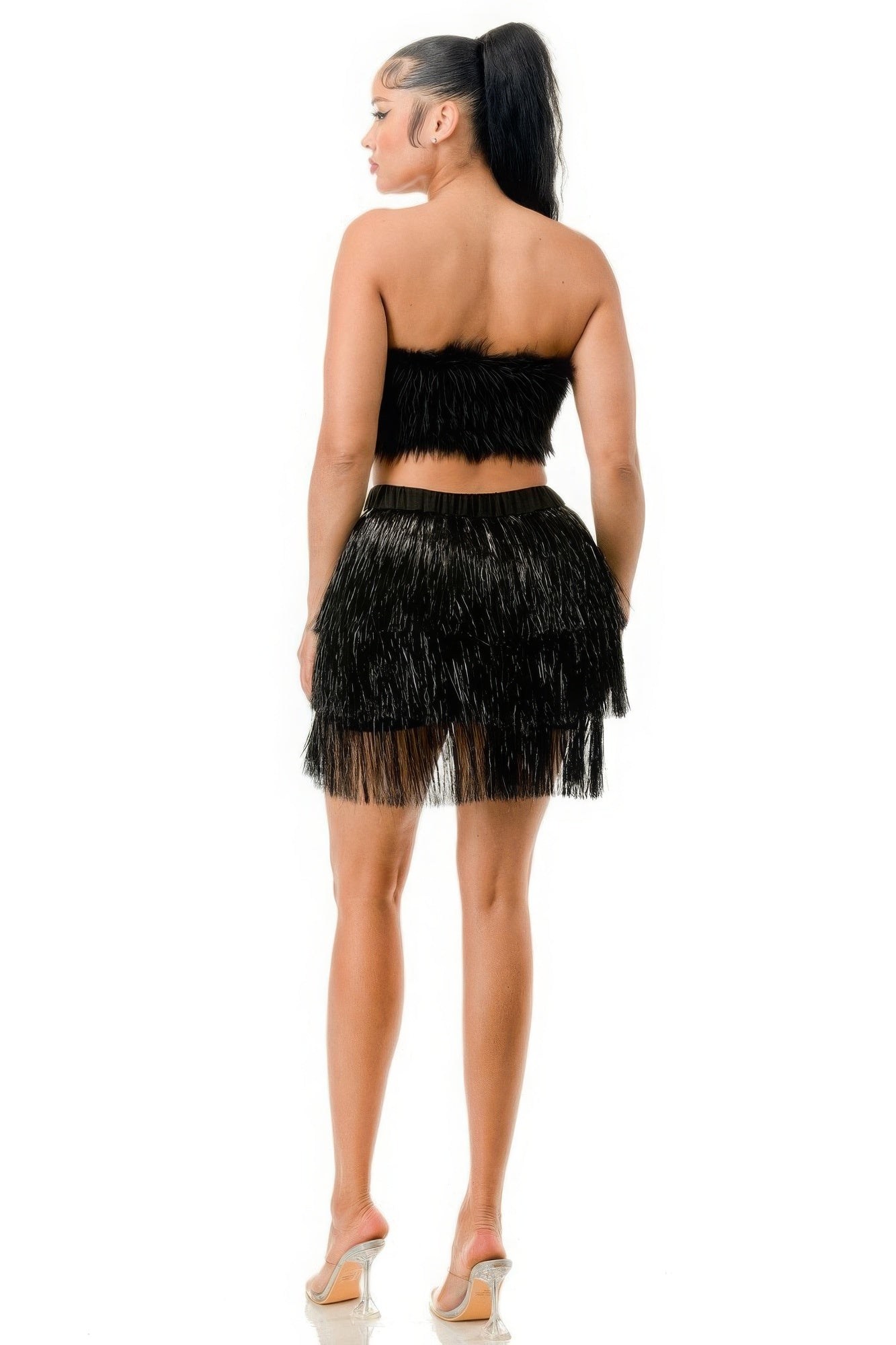 metallic fringe skirt