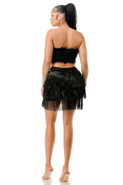 Metallic Fringe Skirt