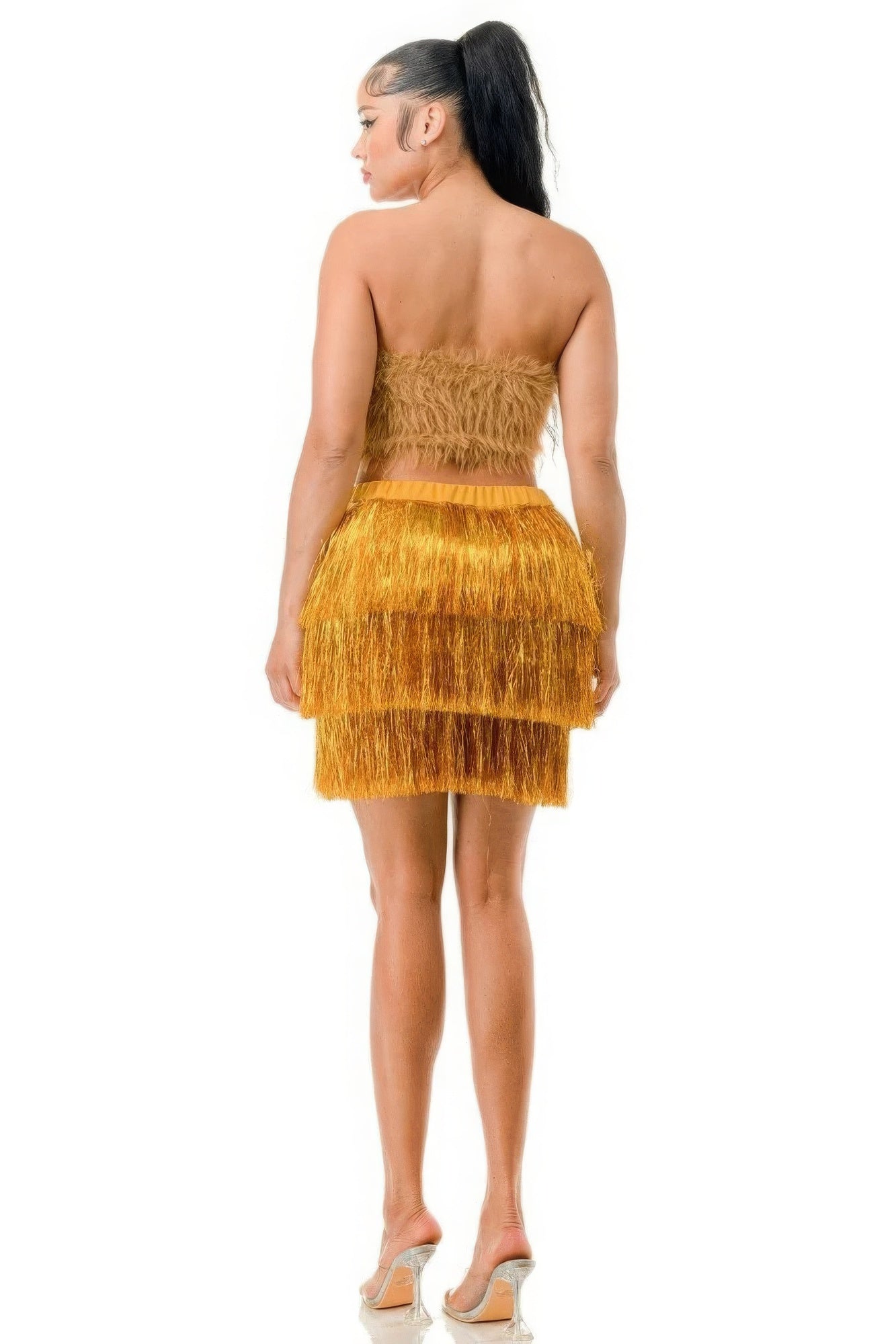 metallic fringe skirt