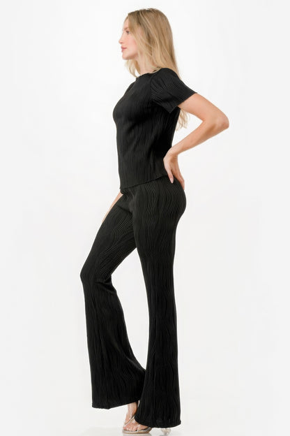 Pleated Flare Pants Set