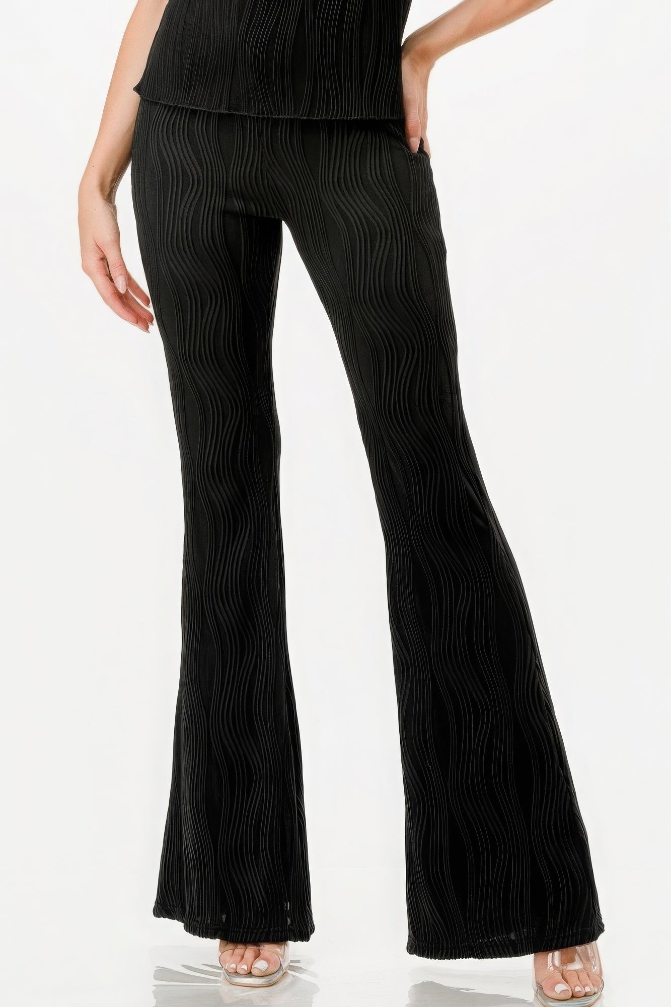 pleated flare pants set