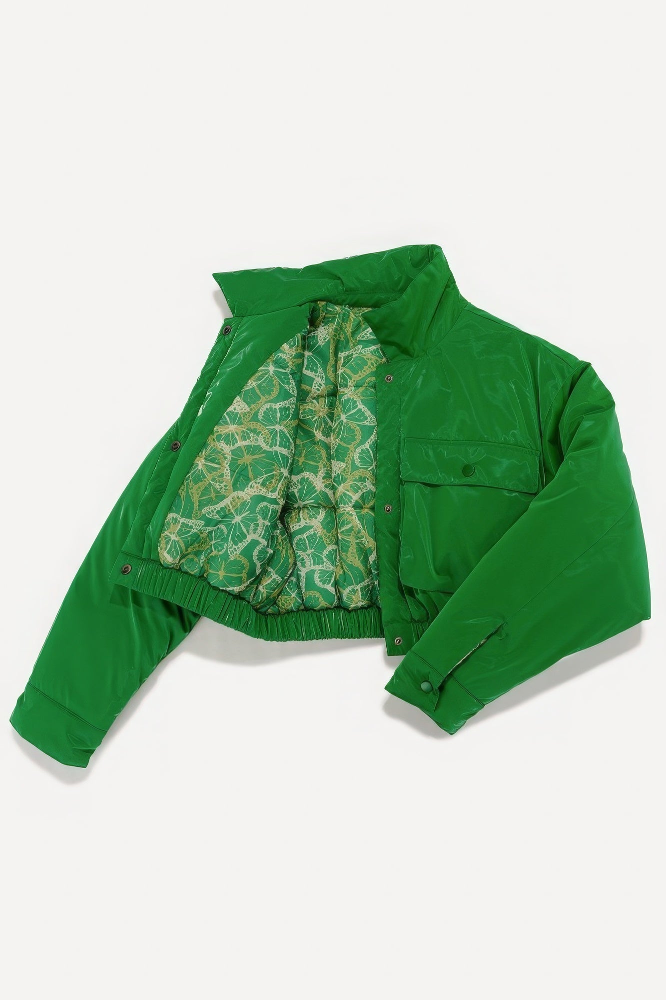 shiny puffer bomber jacket