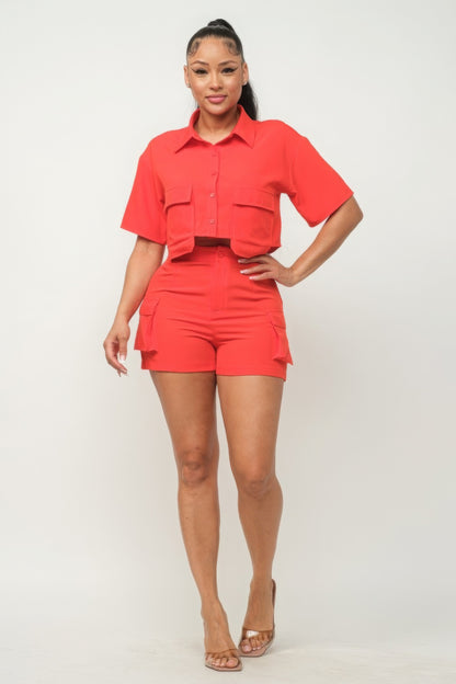 Side Pockets Top & Shorts Set