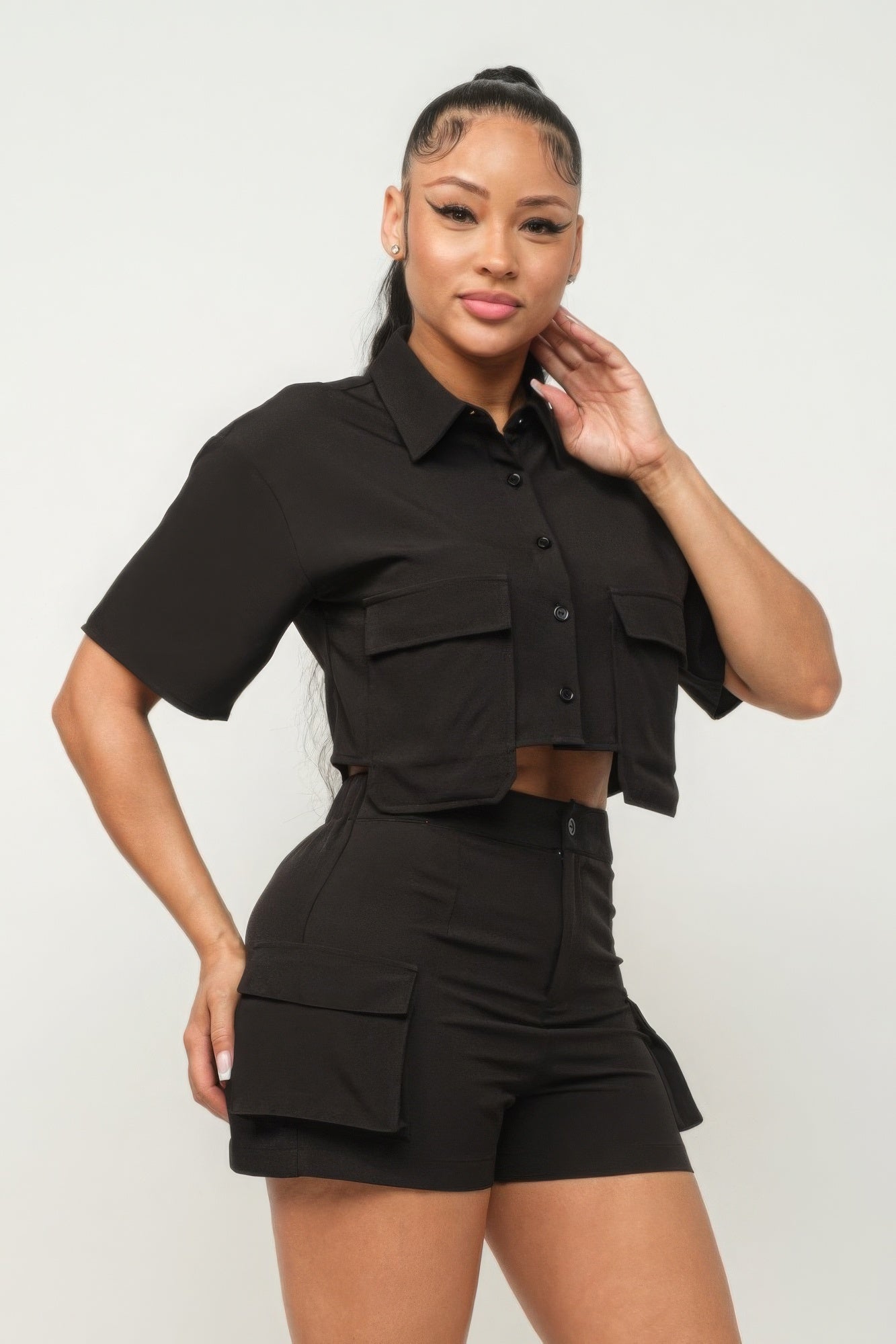 side pockets top & shorts set