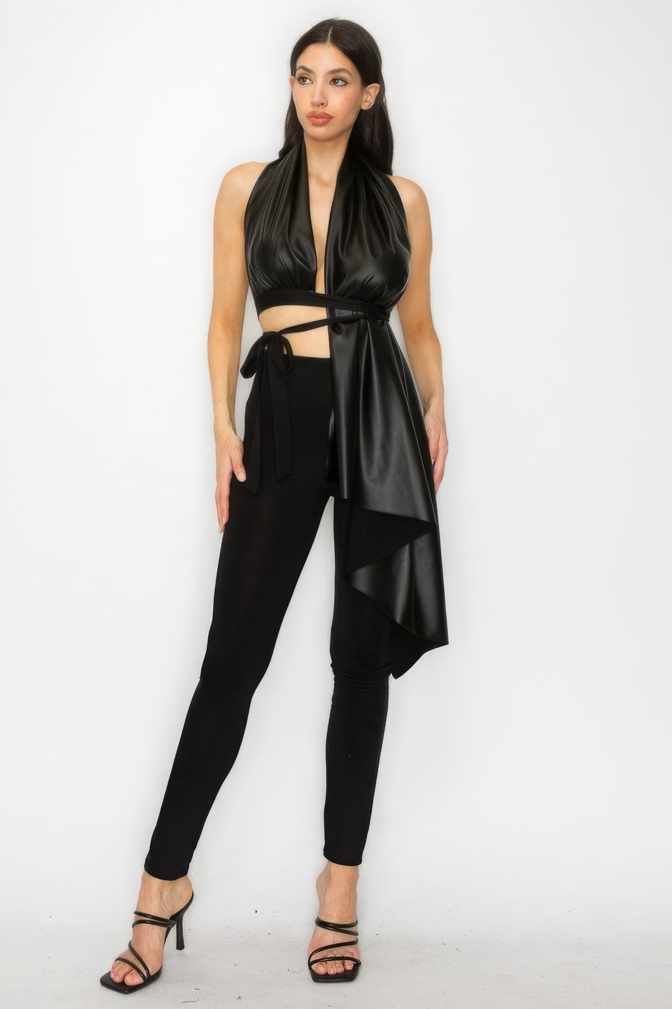 faux leather top & pants set