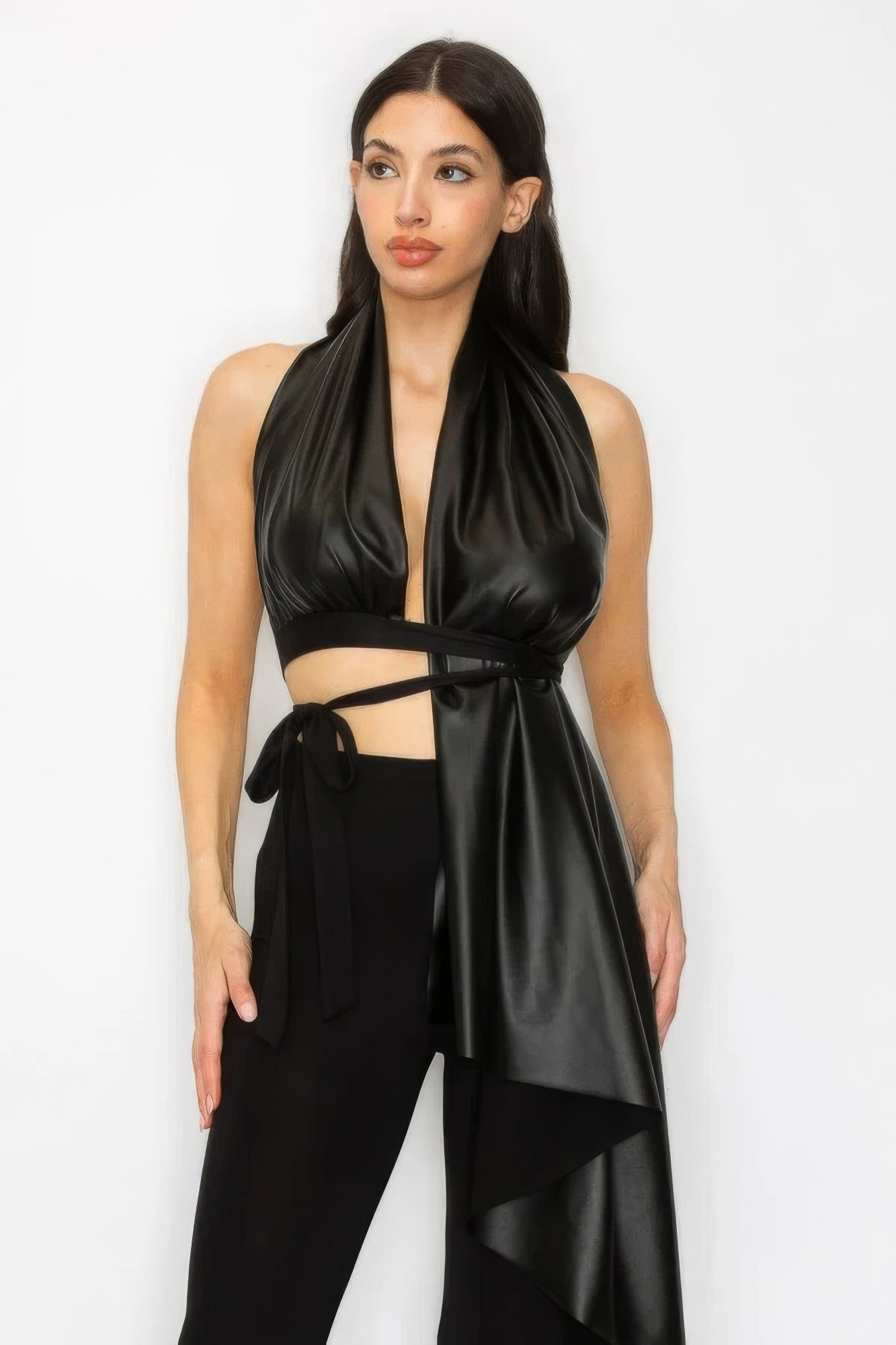 faux leather top & pants set